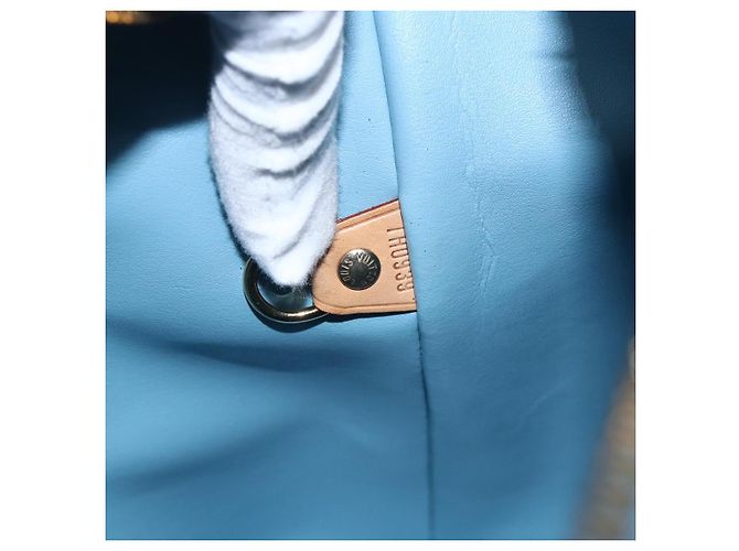 LOUIS VUITTON Bolsa de Mão Monogram Vernis Houston Azul Bebê M91005 LV Auth BA10225 Azul claro - vista 21