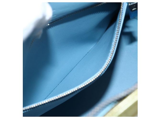 LOUIS VUITTON Bolsa de Mão Monogram Vernis Houston Azul Bebê M91005 LV Auth BA10225 Azul claro - vista 22