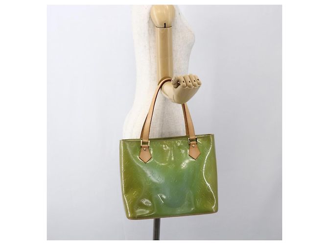 LOUIS VUITTON Bolsa de Mão Monogram Vernis Houston Azul Bebê M91005 LV Auth BA10225 Azul claro - vista 24