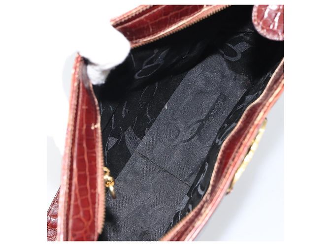 Borsa a spalla Gancini Salvatore Ferragamo in pelle embossata Marrone Oro Auth 162573 D'oro - vista 11