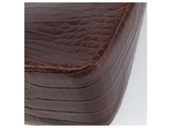 Borsa a spalla Gancini Salvatore Ferragamo in pelle embossata Marrone Oro Auth 162573 D'oro - vista 15