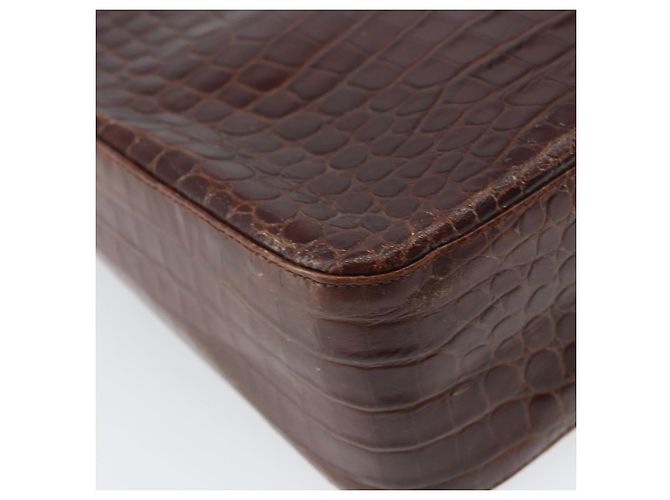 Borsa a spalla Gancini Salvatore Ferragamo in pelle embossata Marrone Oro Auth 162573 D'oro - vista 16