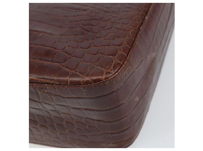 Borsa a spalla Gancini Salvatore Ferragamo in pelle embossata Marrone Oro Auth 162573 D'oro - vista 9