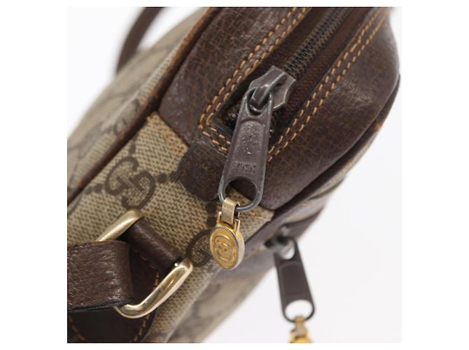 Bolsa de Ombro Gucci GG Supreme Web Sherry Line PVC Bege Ouro 010 378 Auth ka1936 Dourado - vista 10