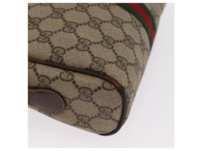 Bolsa de Ombro Gucci GG Supreme Web Sherry Line PVC Bege Ouro 010 378 Auth ka1936 Dourado - vista 15