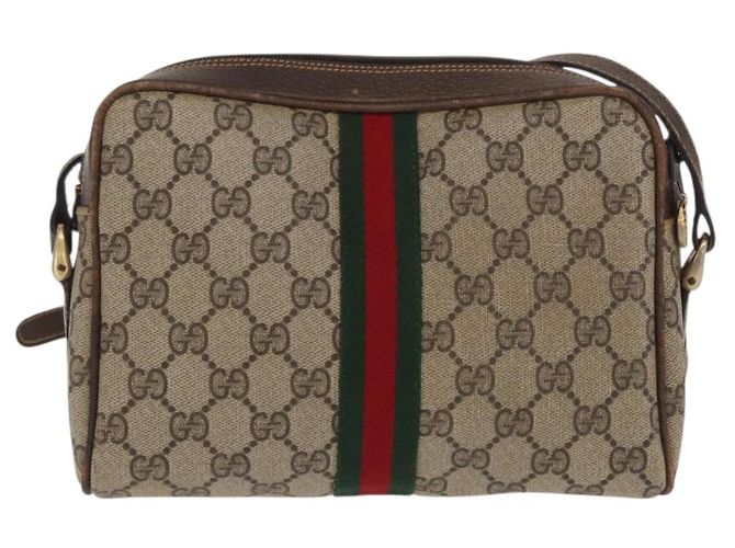 Bolsa de Ombro Gucci GG Supreme Web Sherry Line PVC Bege Ouro 010 378 Auth ka1936 Dourado - vista 2
