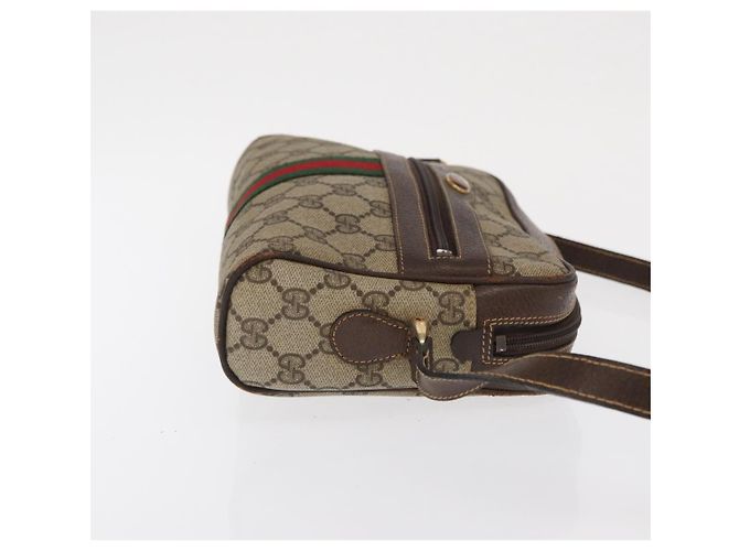 Bolsa de Ombro Gucci GG Supreme Web Sherry Line PVC Bege Ouro 010 378 Auth ka1936 Dourado - vista 3