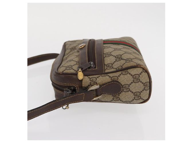 Bolsa de Ombro Gucci GG Supreme Web Sherry Line PVC Bege Ouro 010 378 Auth ka1936 Dourado - vista 4