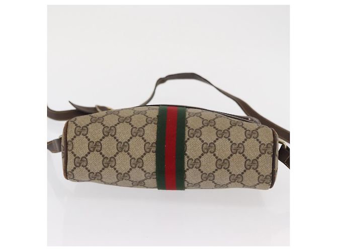Bolsa de Ombro Gucci GG Supreme Web Sherry Line PVC Bege Ouro 010 378 Auth ka1936 Dourado - vista 5