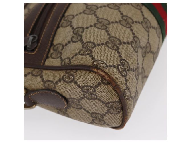 Bolsa de Ombro Gucci GG Supreme Web Sherry Line PVC Bege Ouro 010 378 Auth ka1936 Dourado - vista 9