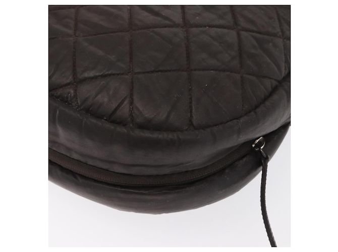 CHANEL Bolsa de Ombro Matelassé Nylon Marrom Prata CC Auth BA9723 - vista 17