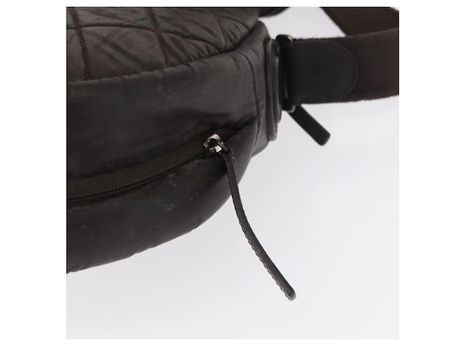 CHANEL Bolsa de Ombro Matelassé Nylon Marrom Prata CC Auth BA9723 - vista 18