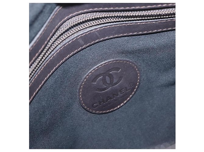 CHANEL Bolsa de Ombro Matelassé Nylon Marrom Prata CC Auth BA9723 - vista 21