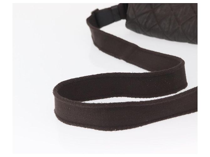 CHANEL Bolsa de Ombro Matelassé Nylon Marrom Prata CC Auth BA9723 - vista 7