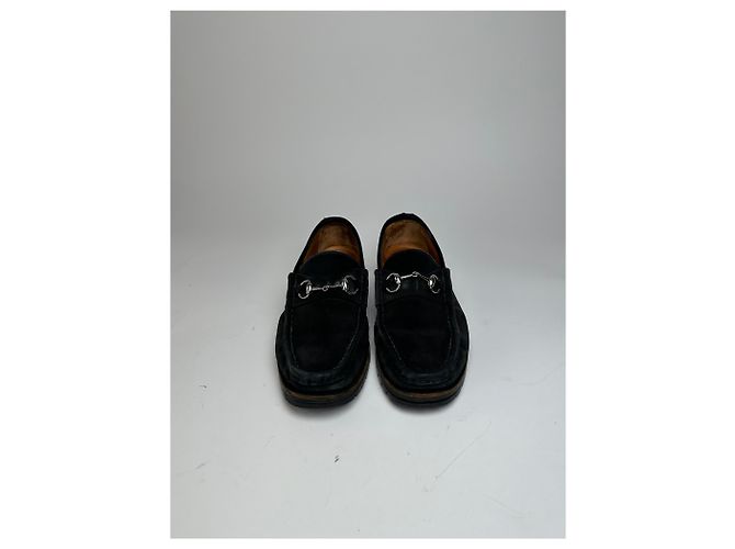 Vintage Gucci Wildleder Slipper mit schwarzem Pferdebit - Ansicht 3