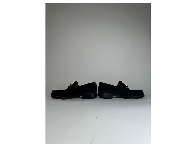 Vintage Gucci Wildleder Slipper mit schwarzem Pferdebit - Ansicht 7