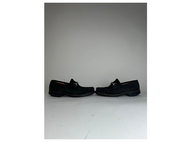 Vintage Gucci Wildleder Slipper mit schwarzem Pferdebit - Ansicht 8