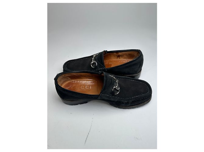 Vintage Gucci Wildleder Slipper mit schwarzem Pferdebit - Ansicht 9