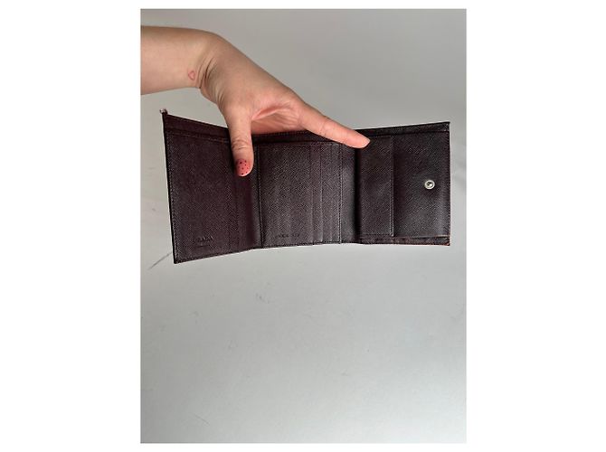 Vintage Prada Triangle Logo Polyester/Leather Wallet Purple - view 3