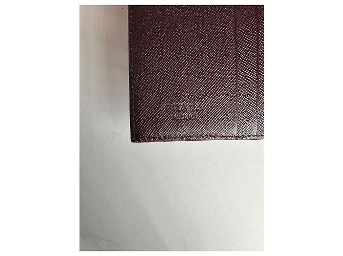 Vintage Prada Triangle Logo Polyester/Leather Wallet Purple - view 4