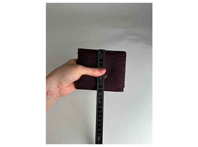 Vintage Prada Triangle Logo Polyester/Leather Wallet Purple - view 7