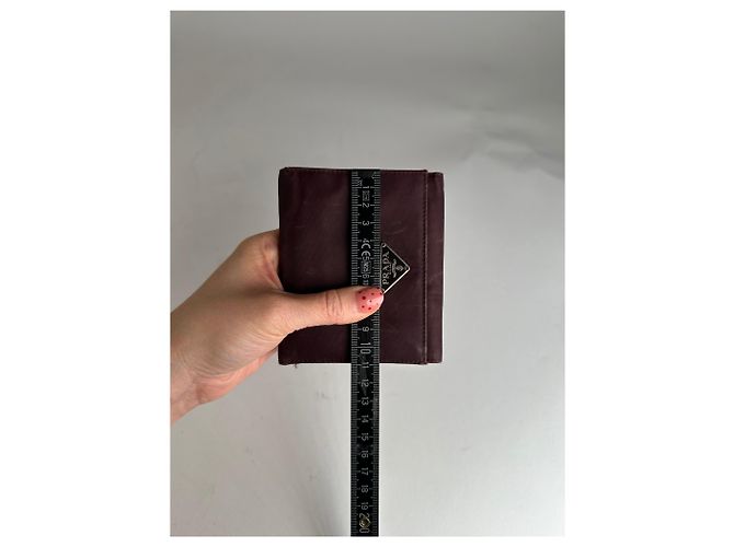 Vintage Prada Triangle Logo Polyester/Leather Wallet Purple - view 8