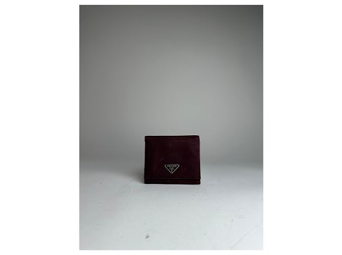 Vintage Prada Triangle Logo Polyester/Leather Wallet Purple - view 9