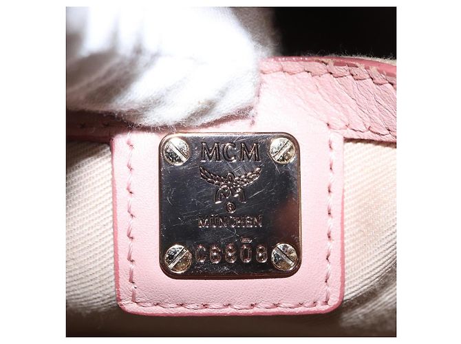 MCM Vicetos Logogramm Rucksack aus PVC-Leder Rosa Gold Auth 164828 Pink Golden - Ansicht 12