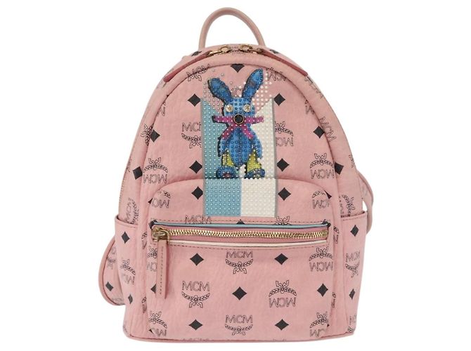 MCM Vicetos Logogramm Rucksack aus PVC-Leder Rosa Gold Auth 164828 Pink Golden - Ansicht 13