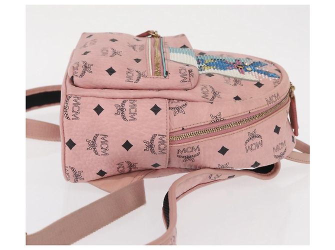 MCM Vicetos Logogramm Rucksack aus PVC-Leder Rosa Gold Auth 164828 Pink Golden - Ansicht 3