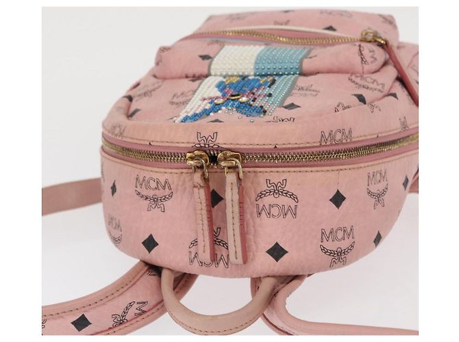 MCM Vicetos Logogramm Rucksack aus PVC-Leder Rosa Gold Auth 164828 Pink Golden - Ansicht 6