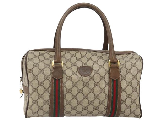 Borsa Boston in PVC beige GG Supreme Web Sherry Line di GUCCI 002 069 0696 Auth 162976 - vista 13