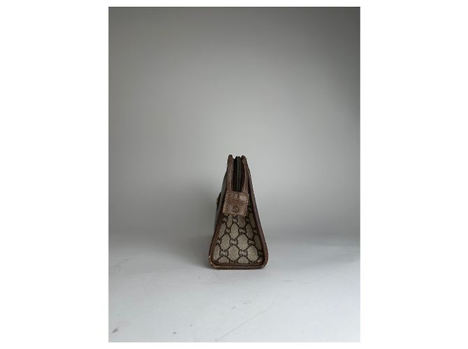Clutch in pelle vintage Gucci grigio marrone - vista 5