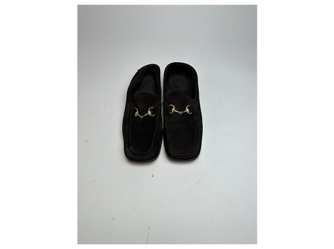 Mocassino in Camoscio Nero con Bit Vintage Gucci Marrone - vista 3