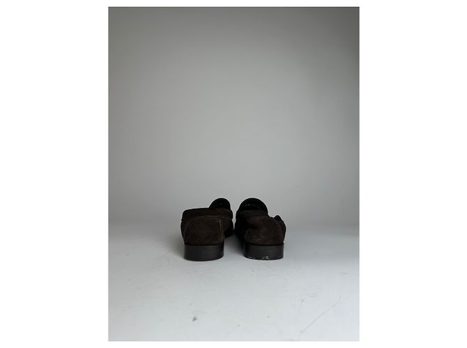 Mocassino in Camoscio Nero con Bit Vintage Gucci Marrone - vista 5