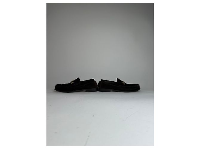 Mocassino in Camoscio Nero con Bit Vintage Gucci Marrone - vista 7