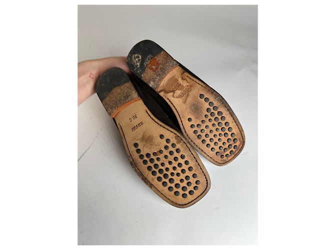 Mocassino in Camoscio Nero con Bit Vintage Gucci Marrone - vista 8