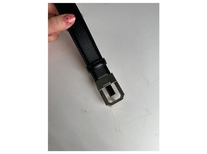 Vintage Lanvin Schlangenprägung Leder Gürtel Schwarz - Ansicht 2