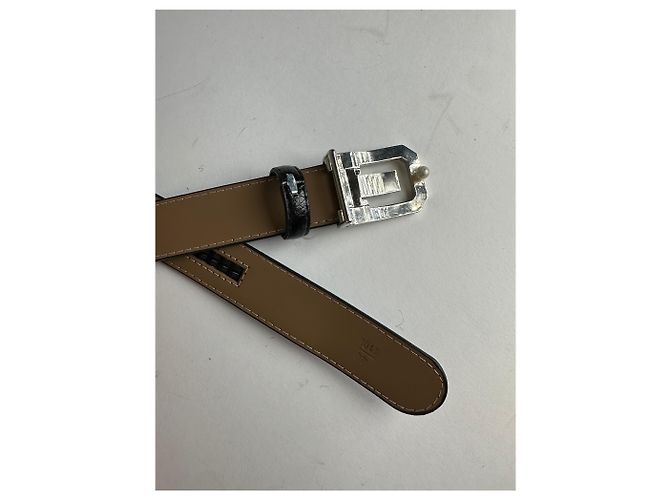 Vintage Lanvin Schlangenprägung Leder Gürtel Schwarz - Ansicht 6