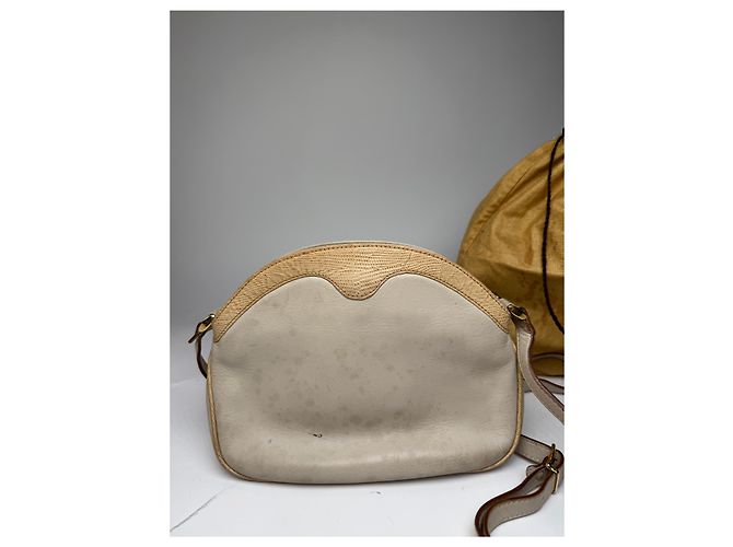 Céline Vintage Celine Snake Emblossed Triomphe Leather Shoulder Bag White - view 10