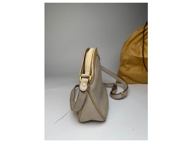 Céline Vintage Celine Snake Emblossed Triomphe Leather Shoulder Bag White - view 11