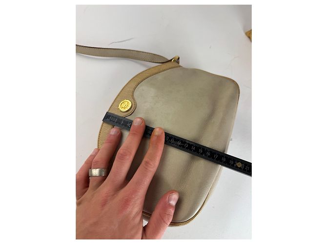 Céline Vintage Celine Snake Emblossed Triomphe Leather Shoulder Bag White - view 13
