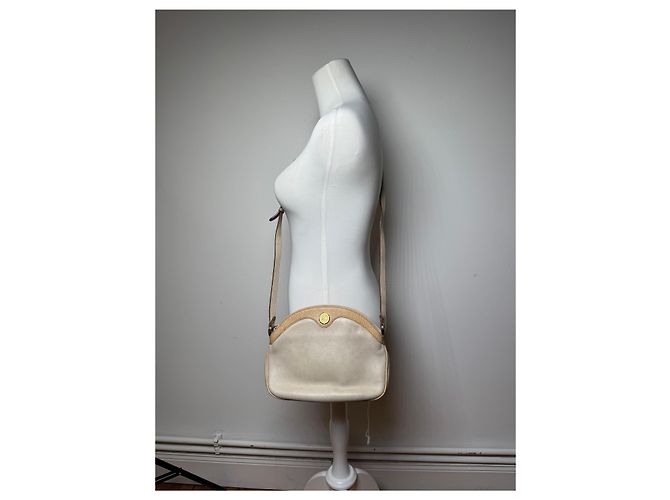 Céline Vintage Celine Snake Emblossed Triomphe Leather Shoulder Bag White - view 5