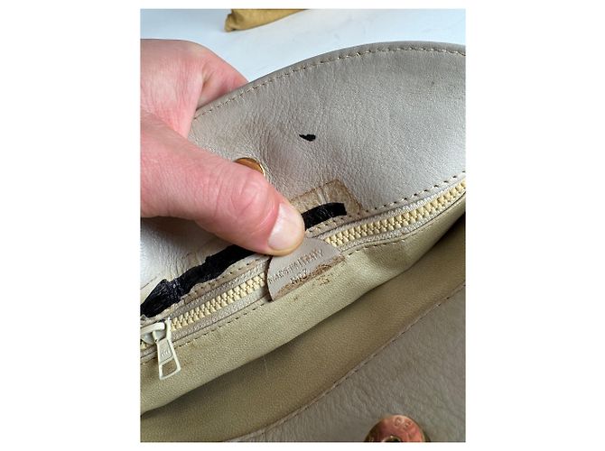 Céline Vintage Celine Snake Emblossed Triomphe Leather Shoulder Bag White - view 6