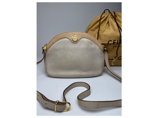 Céline Vintage Celine Snake Emblossed Triomphe Leather Shoulder Bag White - view 8
