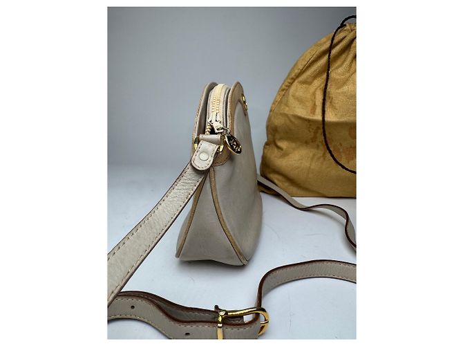 Céline Vintage Celine Snake Emblossed Triomphe Leather Shoulder Bag White - view 9