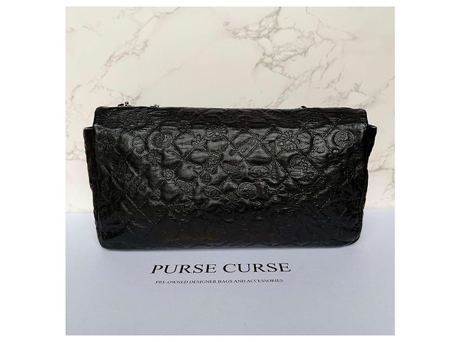 Timeless Chanel jumbo em couro de bezerro estampado símbolos da sorte Preto - vista 4