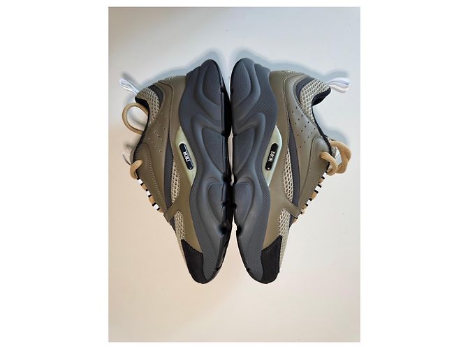 Sneakers Dior B23 in Tela Tecnica e Pelle di Vitello Khaki Nero Cachi - vista 5