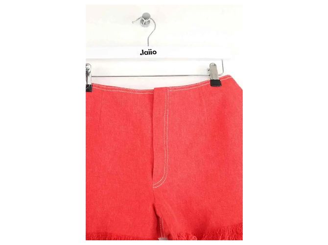 Chanel Pantalones cortos mini de algodón rojo Roja - vista 2