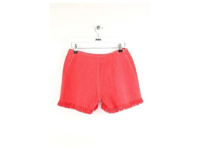Chanel Pantalones cortos mini de algodón rojo Roja - vista 3